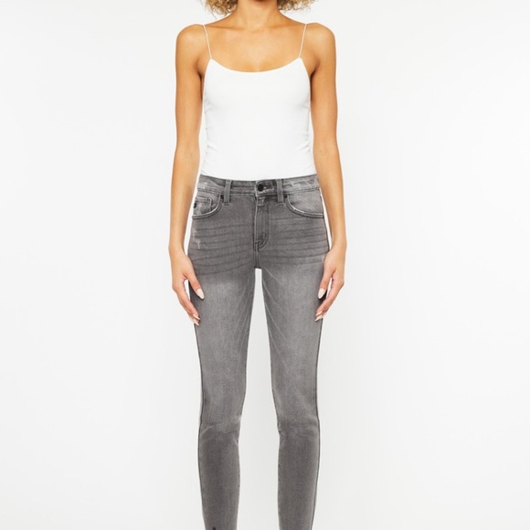 Kan Can High Rise Hem Detail Ankle Skinny - Picture 3 of 9